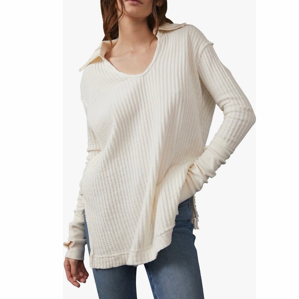 NWT !! Free People XL We The Free Raymond Thermal tunic Waffle Knit